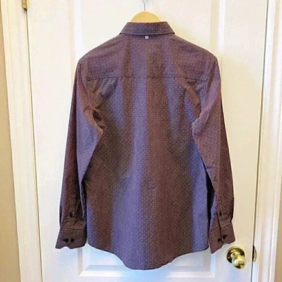 English Laundry John Lennon Plaid Button Down Long Sleeve Shirt Black Red Small - Picture 4 of 16